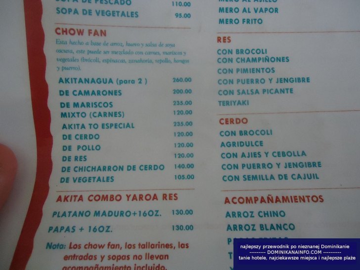 dominikana menu restauracje